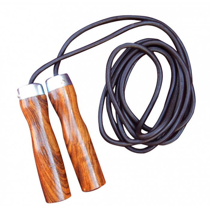 ARD Valu Leather Skipping Rope Weight Wood Handle Exercise Fitness Speed Jumping